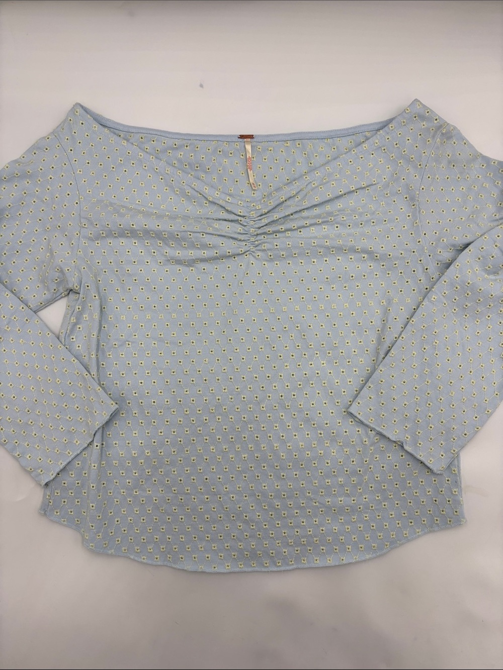 Free People Gia Eyelet Top in Ice Water Combo
